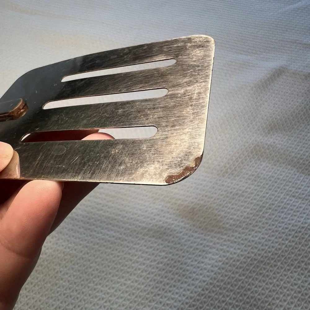 Vintage Ekco 3 Piece Utensil Stainless Steel Green Handles Slotted Spoon Spatula